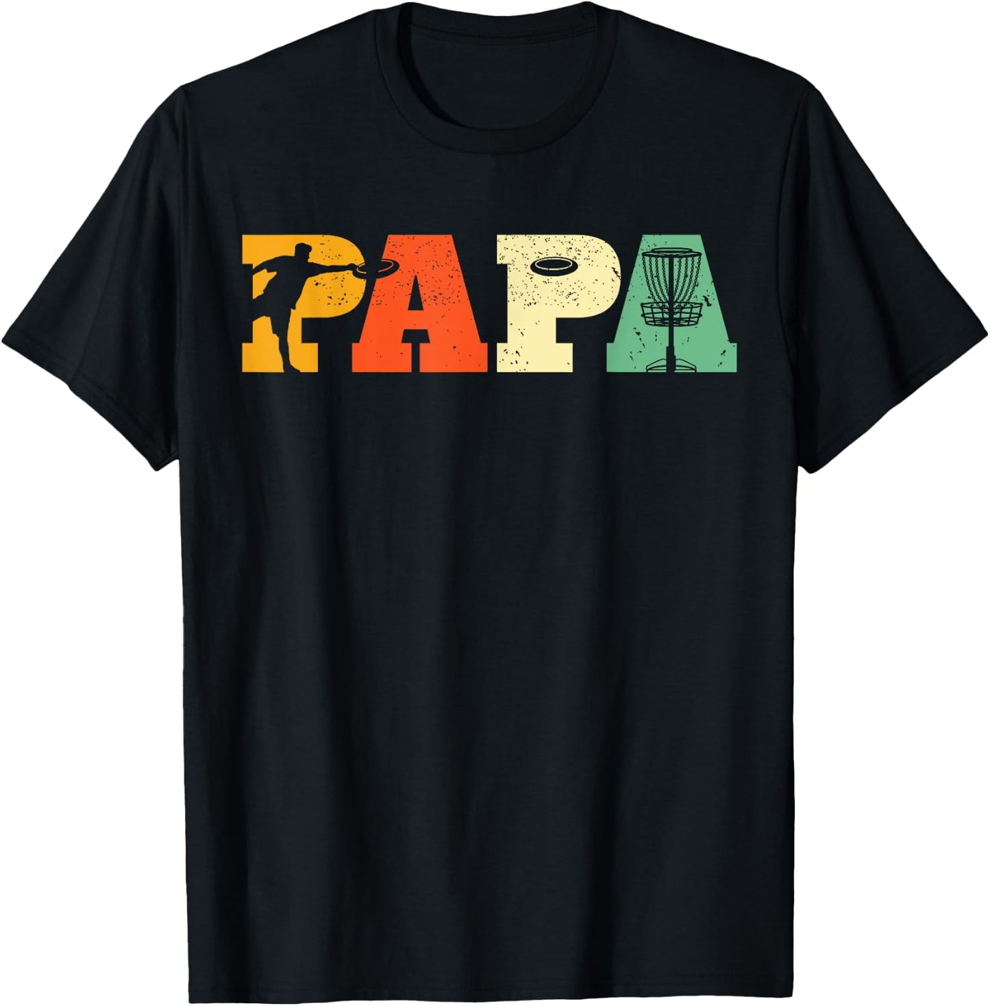 Papa Disc Golf Lover Frisbee Golfing Dad Father Sports Gifts T-Shirt - T-Shirt | Black