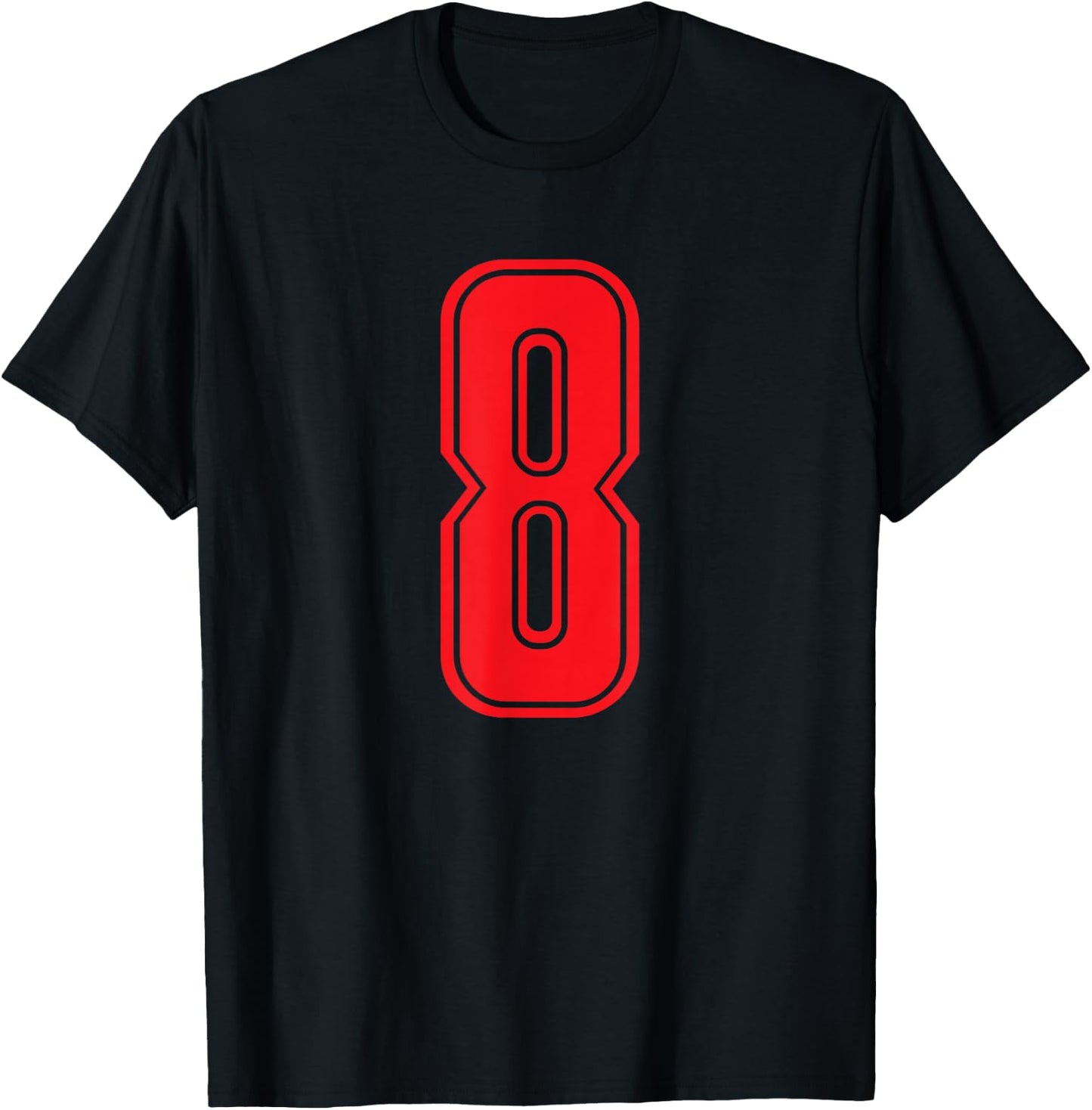 Number #8 Red Sportuni Number 8 T-Shirt - T-Shirt | Black