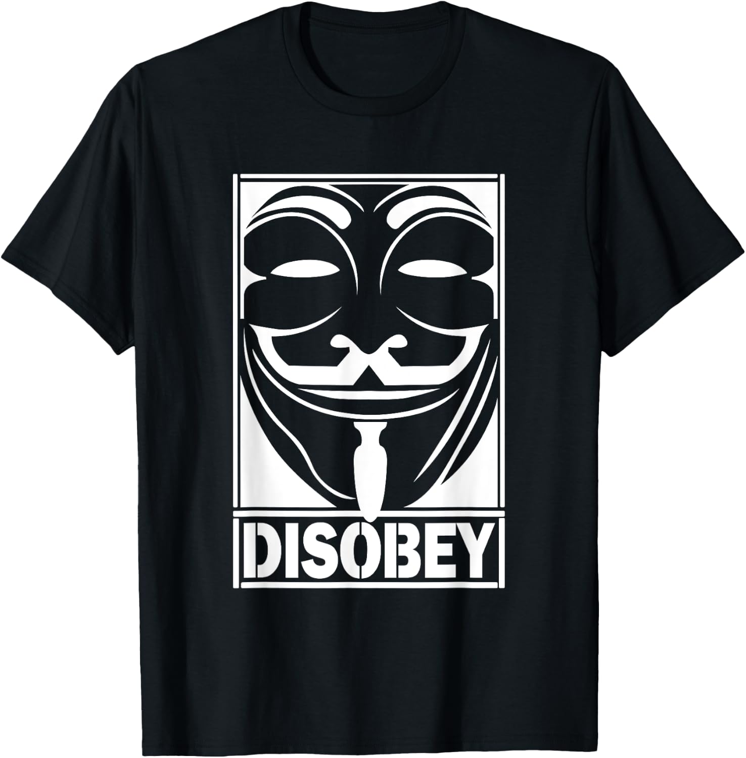 Disobey Big Face Anonymous Anon Revolution Hacker T-Shirt - T-Shirt | Black