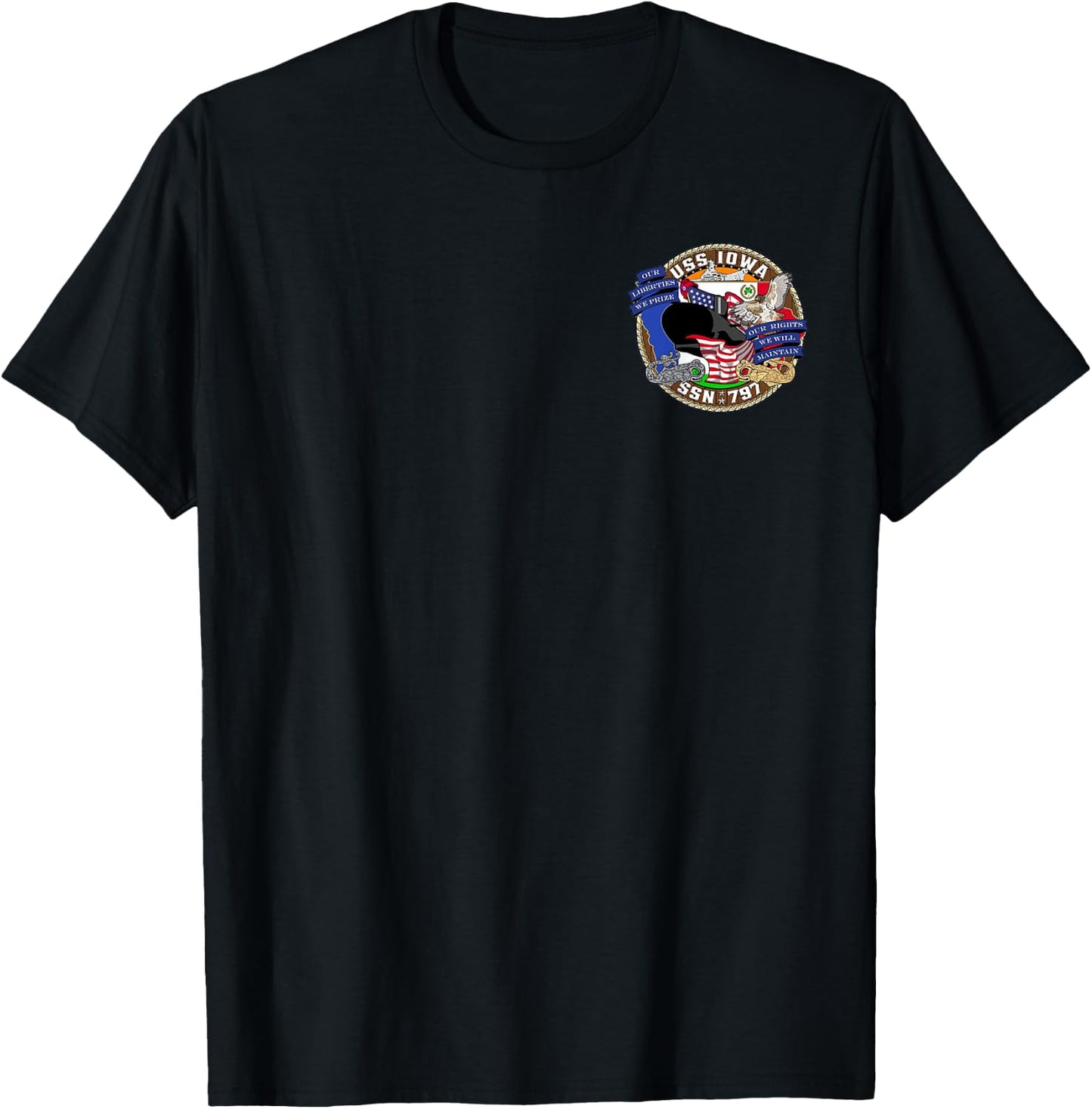 USS Iowa SSN-797 USA Flag Submarine Veteran Patriotic Father T-Shirt - T-Shirt | Black