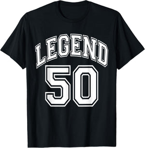 Legend 50 Number Varsity Team - 50th Birthday & 50 Years Old T-Shirt - T-Shirt | Black