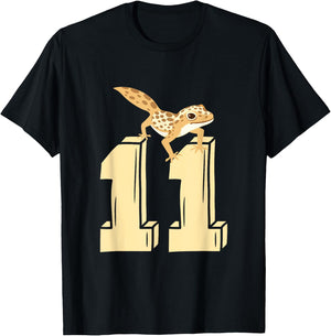 11th Birthday For Boys Gift Funny 11 Years Old Boy Gecko T-Shirt - T-Shirt | Black