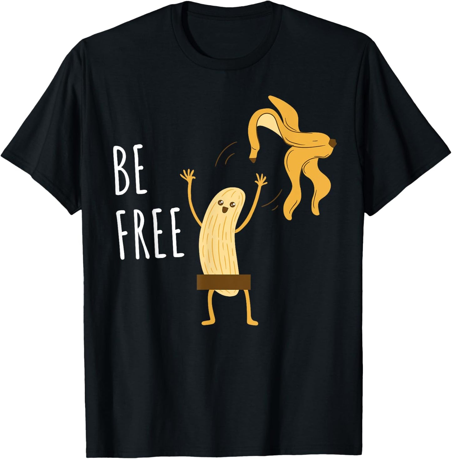 Nudist Humor Be Free Banana Nudity Naturist T-Shirt - T-Shirt | Black