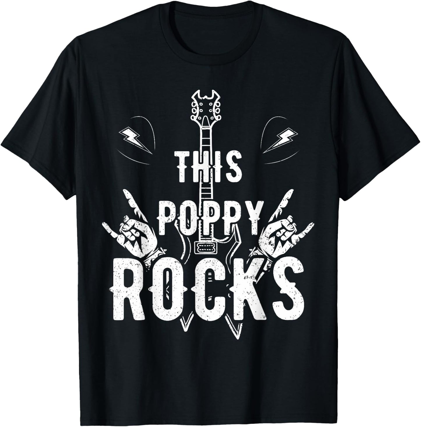 This Poppy Rock Guitar Lovers Rocker Papa Dada Band Musician T-Shirt - T-Shirt | Black