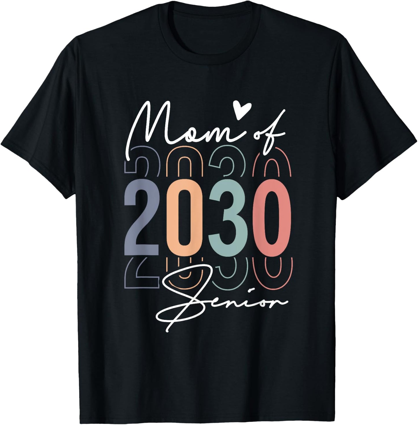 Class of 2030 Mom of a Senior Graduate Retro Graduation Vint T-Shirt - T-Shirt | Black