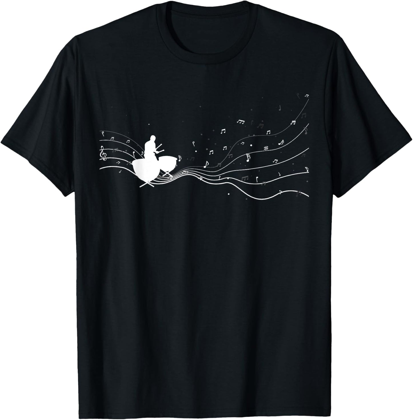Timpani musician in music notes for Timpani player T-Shirt - T-Shirt | Black