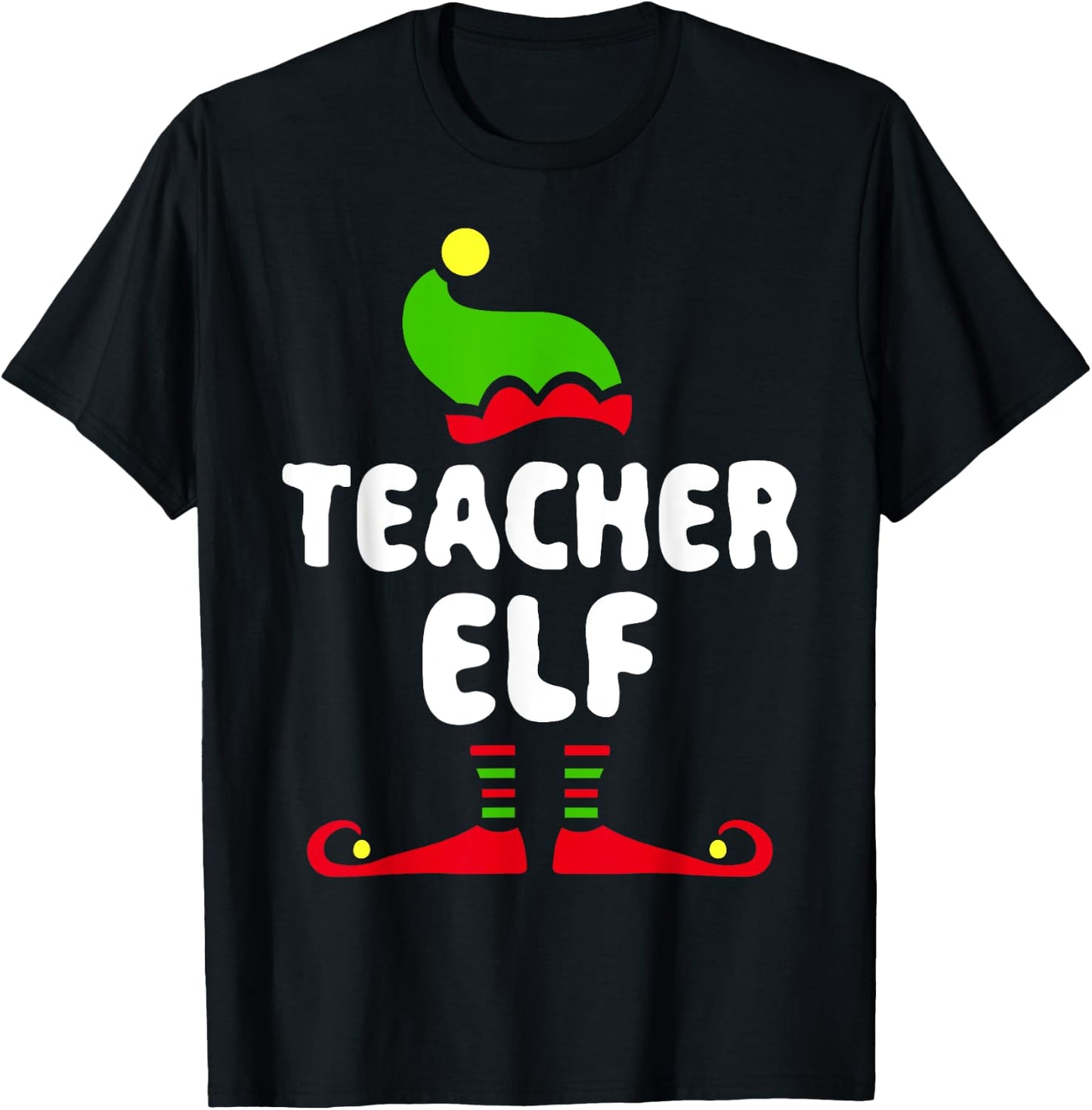 Teacher Elf Matching Elf Teacher Christmas Shirt T-Shirt - T-Shirt | Black