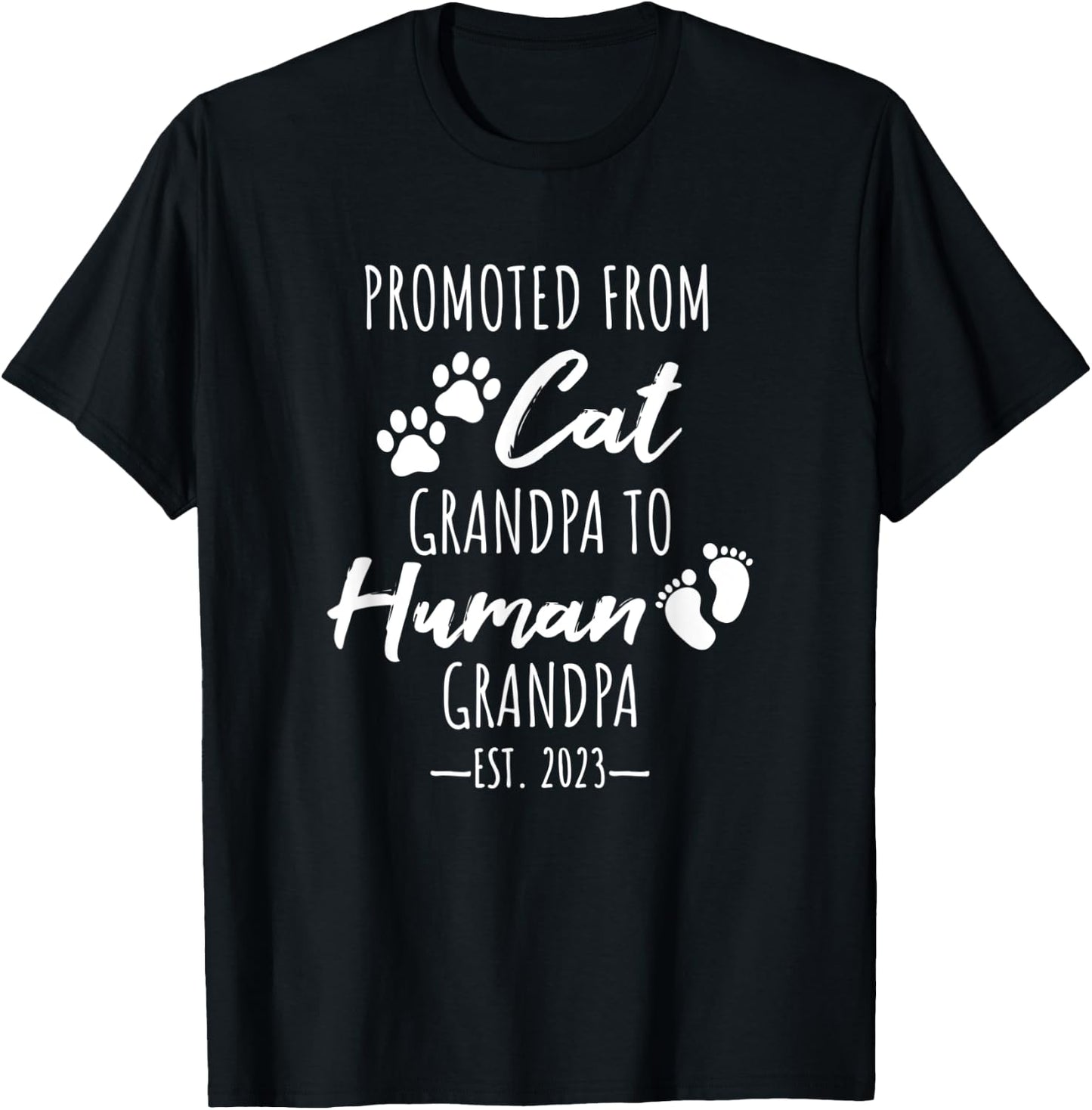 From Cat Grandpa to Human Grandpa, Pregnancy Announcement T-Shirt - T-Shirt | Black
