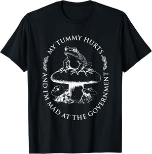 My Tummy Hurts And I'm Mad At The Government Funny Frog T-Shirt - T-Shirt | Black