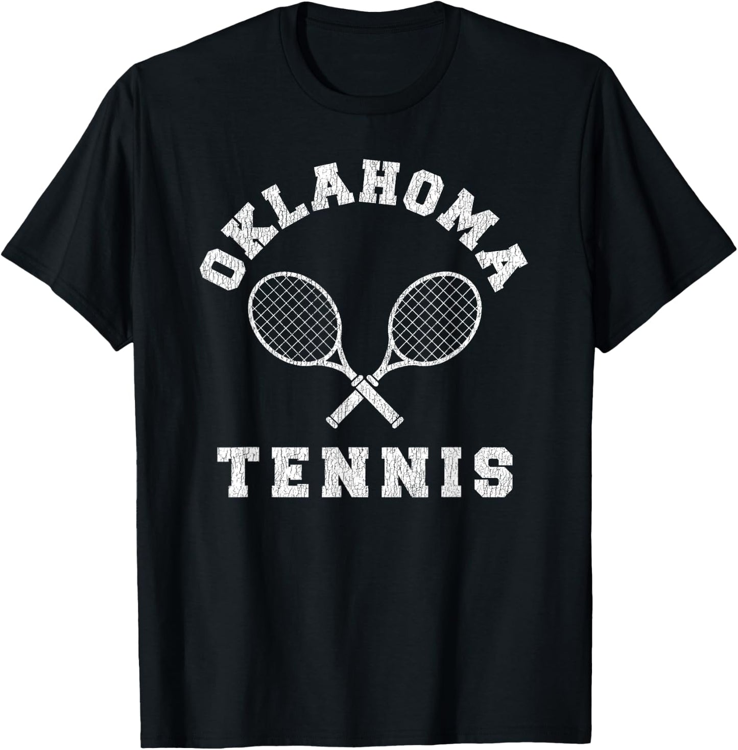 Oklahoma Vintage Tennis Team Distressed Retro 90s Vibe T-Shirt - T-Shirt | Black