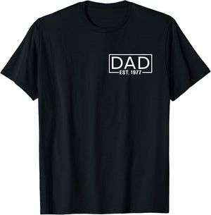Father's Day Dad Est 1977 Logo Expect Pregnancy Announcement T-Shirt - T-Shirt | Black