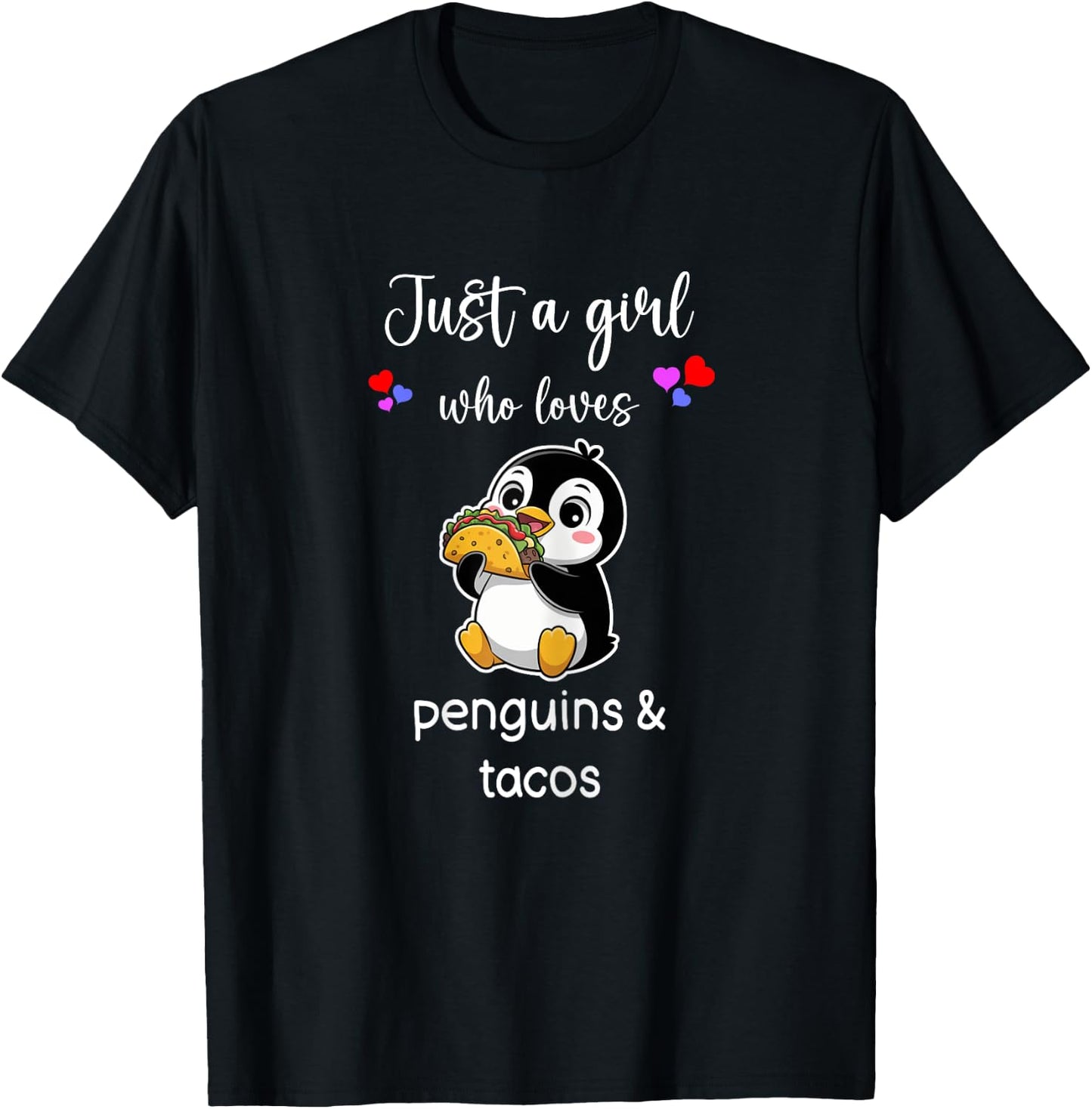 Penguin Taco Shirt Girls Cute Penguin Tacos T-Shirt - T-Shirt | Black