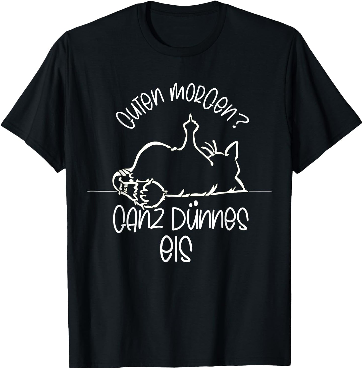 Good Morgen? Whole Thin Ice Tired Cat , black T-Shirt - T-Shirt | Black