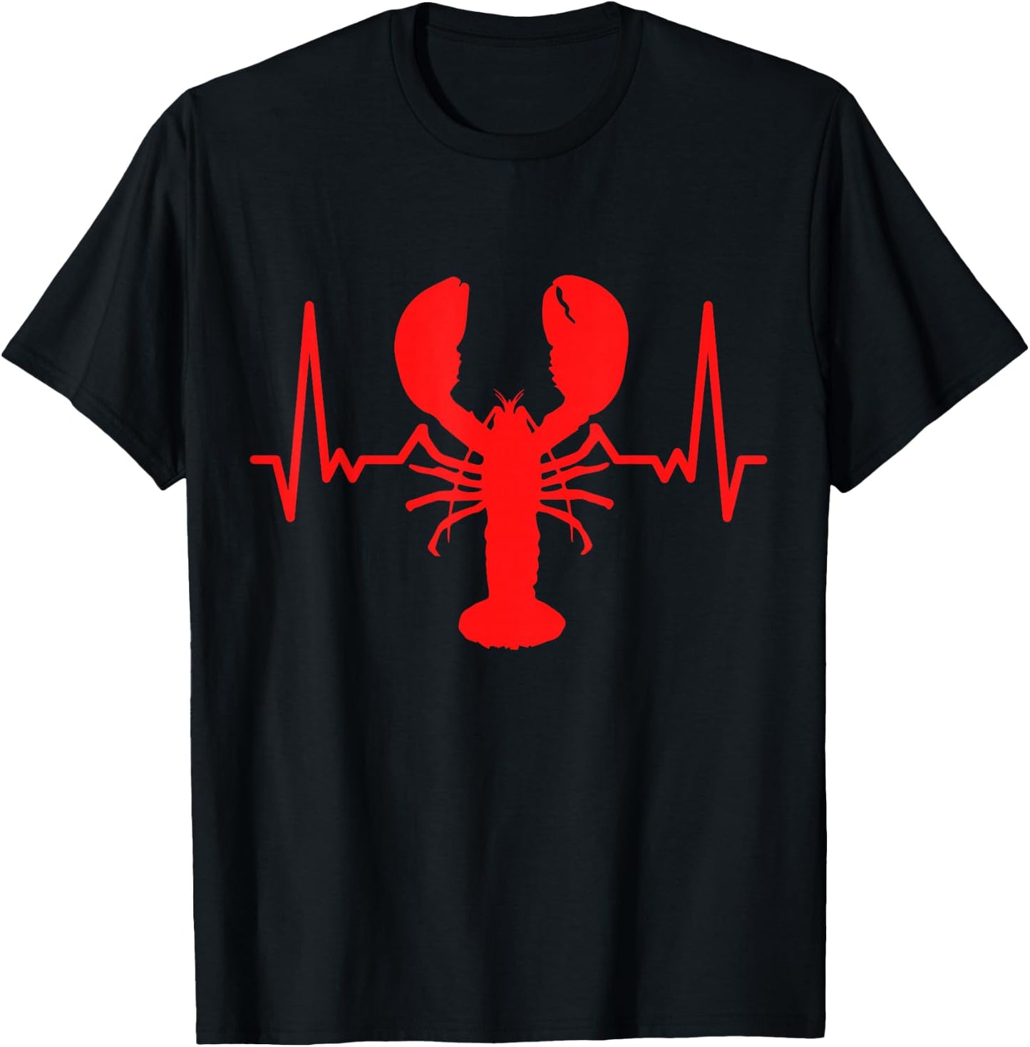 Heartbeat Lobster Enthusiast Seafood Lover T-Shirt - T-Shirt | Black