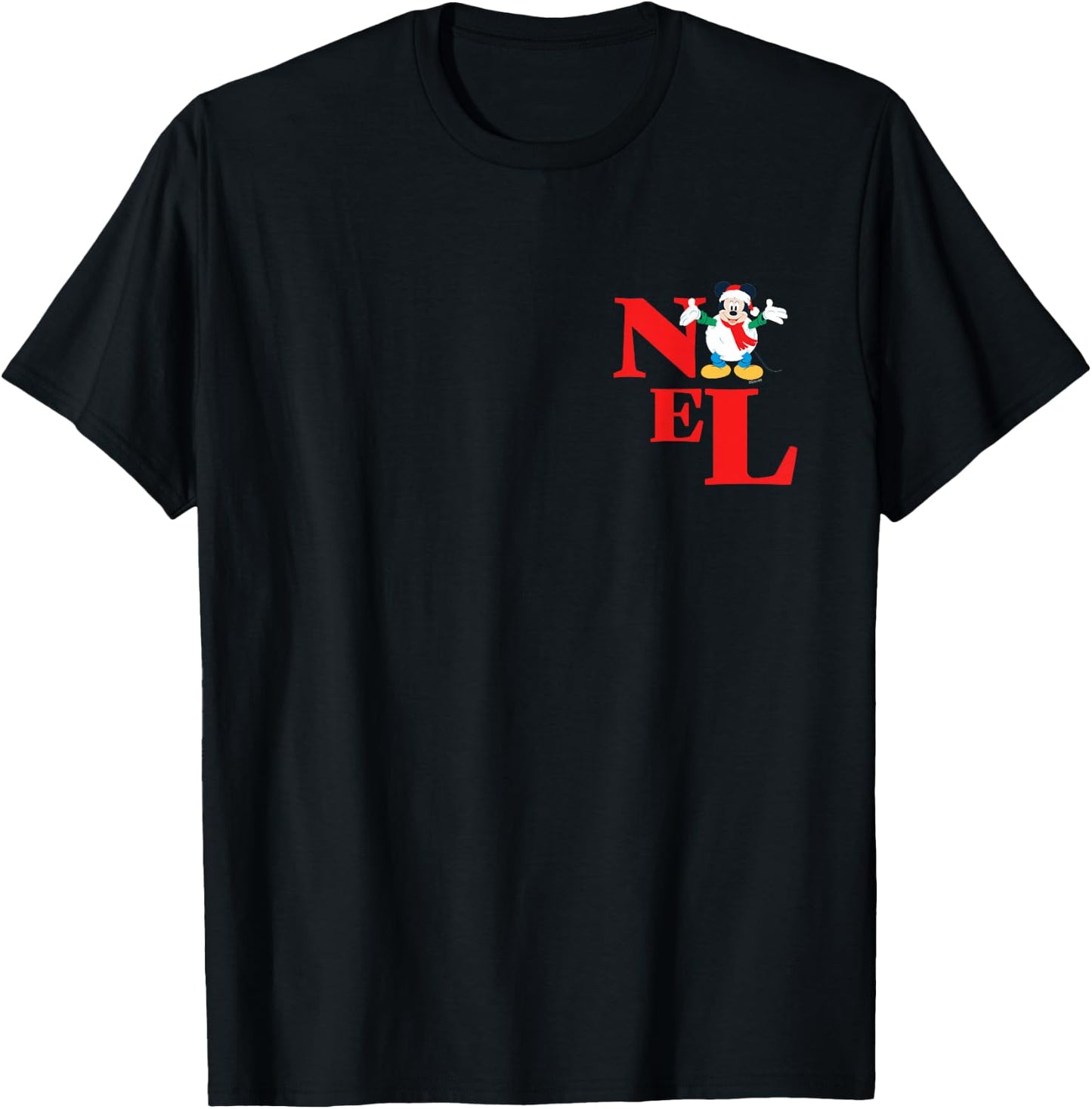 Disney Mickey Mouse Christmas Snowman Noel Corner Art T-Shirt - T-Shirt | Black