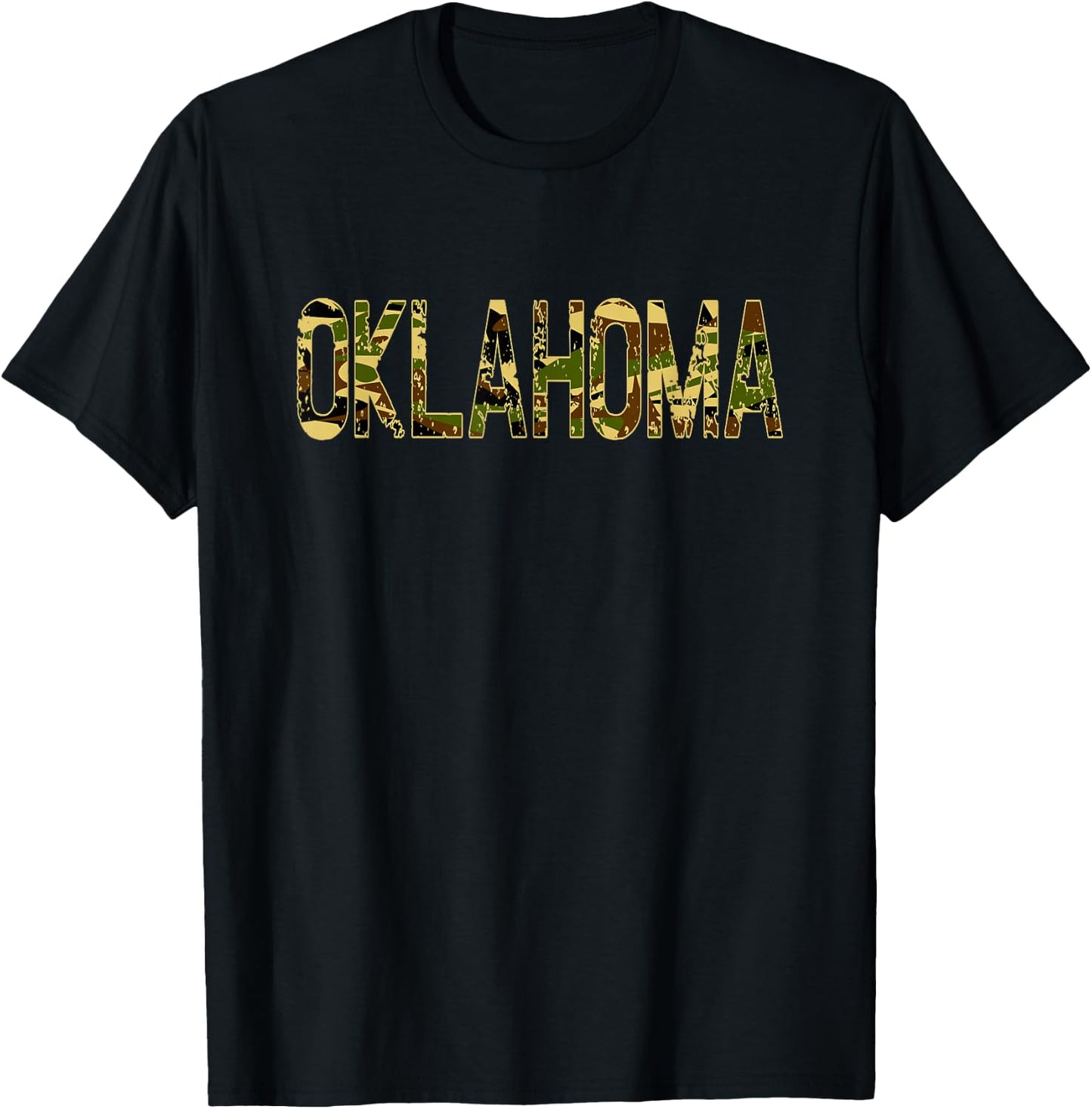 Oklahoma Camo Distressed T-Shirt - T-Shirt | Black