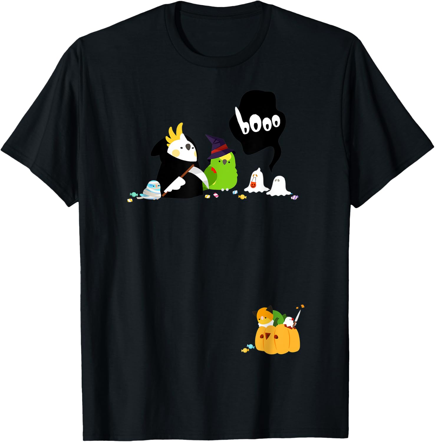 Spooky Halloween Birbs T-Shirt - T-Shirt | Black