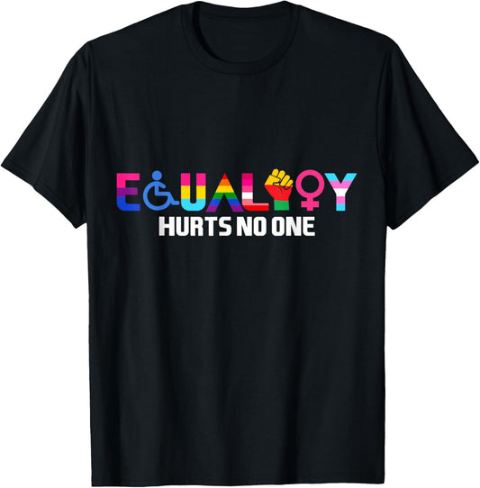 Includes Equality Pride Rainbow Queer Lesbian Gay LGBTQ+ , black T-Shirt - T-Shirt | Black
