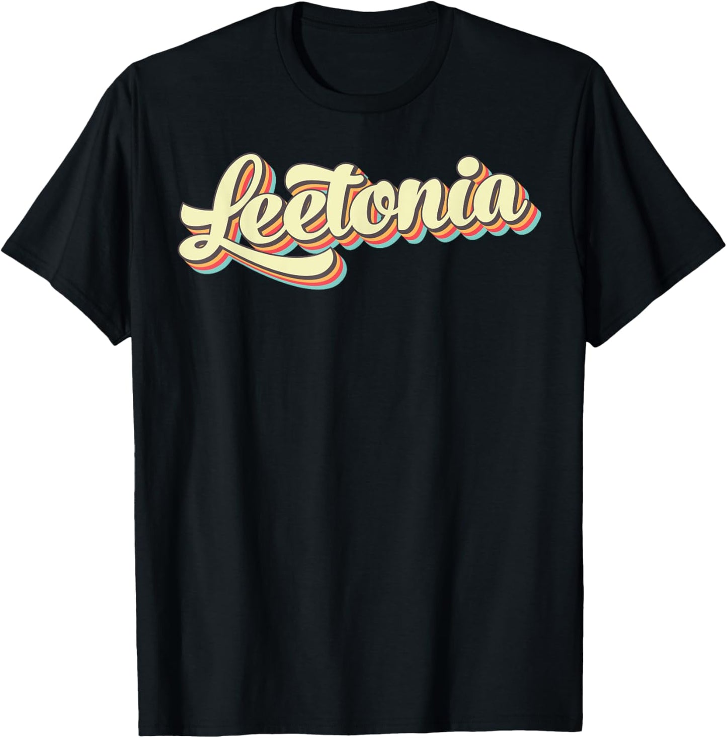 Leetonia Retro Art Baseball Font Vintage T-Shirt - T-Shirt | Black