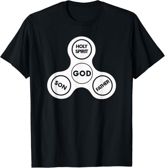 HOLY TRINITY Christian Fun Fidget Spinner God Bible T-Shirt - T-Shirt | Black