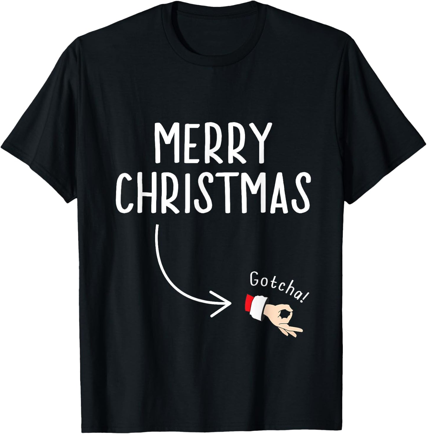 Circle Game Ok Hand Santa Merry Christmas T-Shirt - T-Shirt | Black
