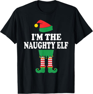 Funny Christmas Family I'm The Naughty Elf T-Shirt - T-Shirt | Black