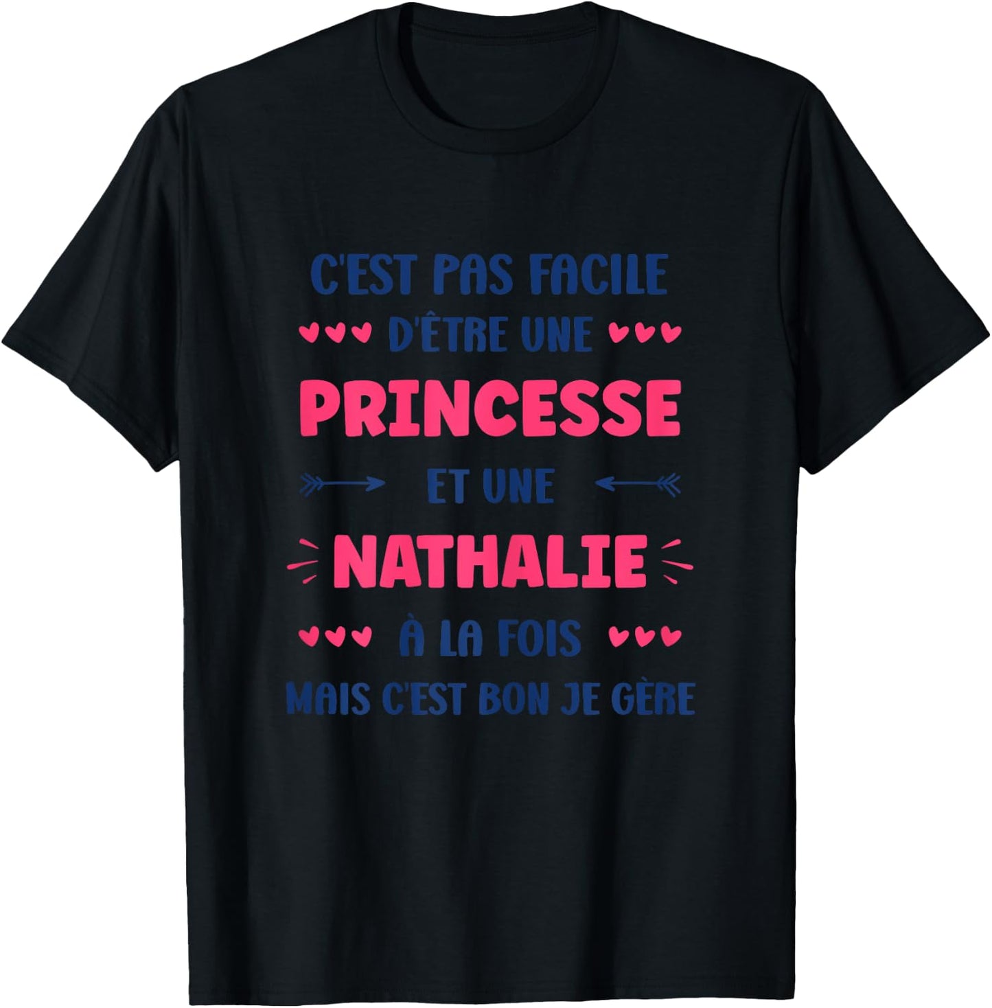 Princess Super Nathalie Girl First Name Humour Nathalie , white, Female X-Small T-Shirt - T-Shirt | Black