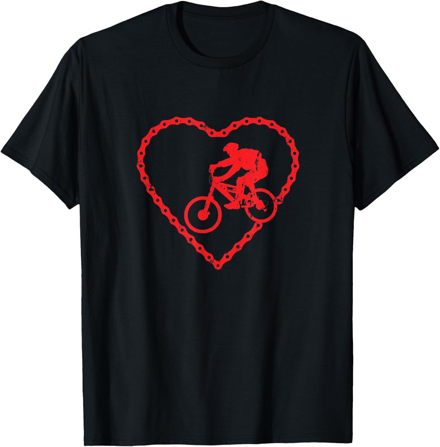 BMX Heart Chain Love Biking Cyclist Heart Valentines Day T-Shirt - T-Shirt | Black