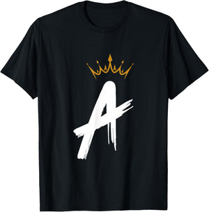 Queen King Letter A - Favorite Letter With Crown Alphabet T-Shirt - T-Shirt | Black
