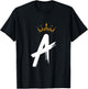 Queen King Letter A - Favorite Letter With Crown Alphabet T-Shirt - T-Shirt | Black