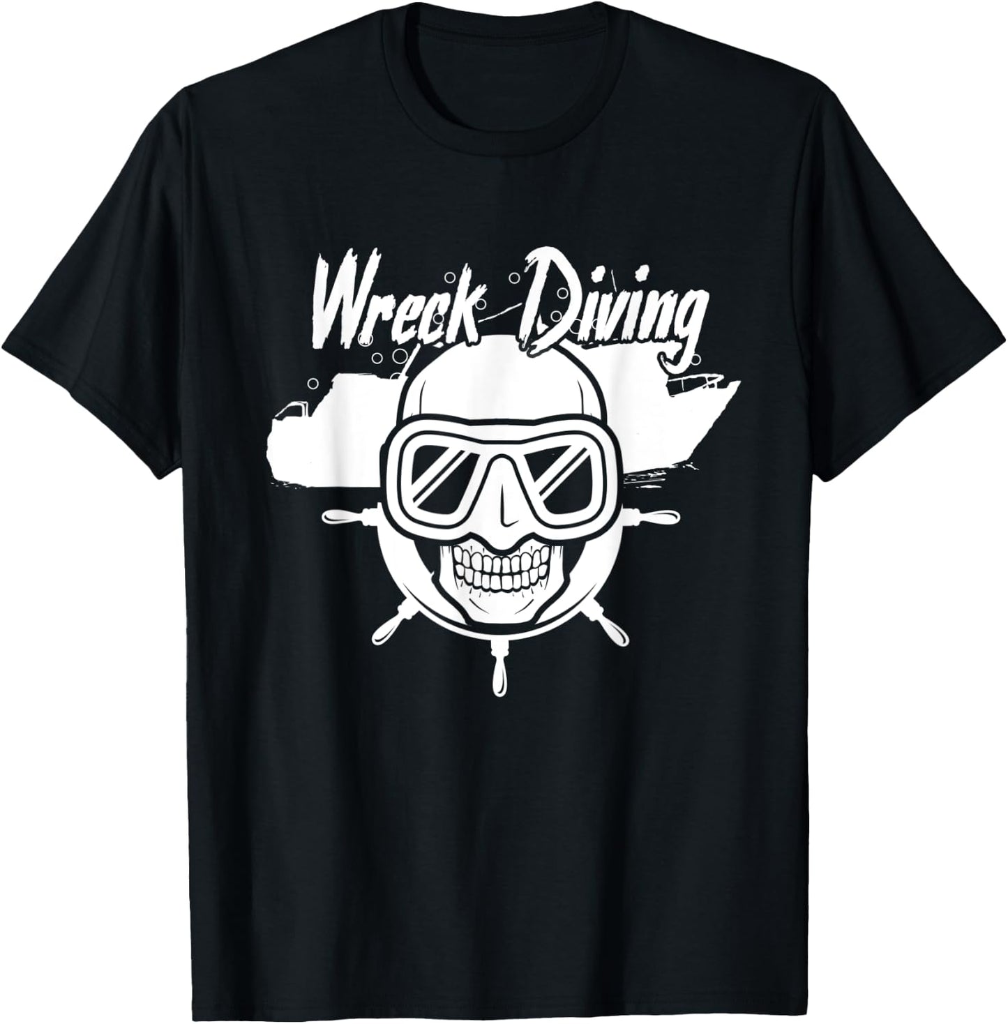Wreck Diving Ocean Freediving Sea Skull Dive Gift T-Shirt - T-Shirt | Black