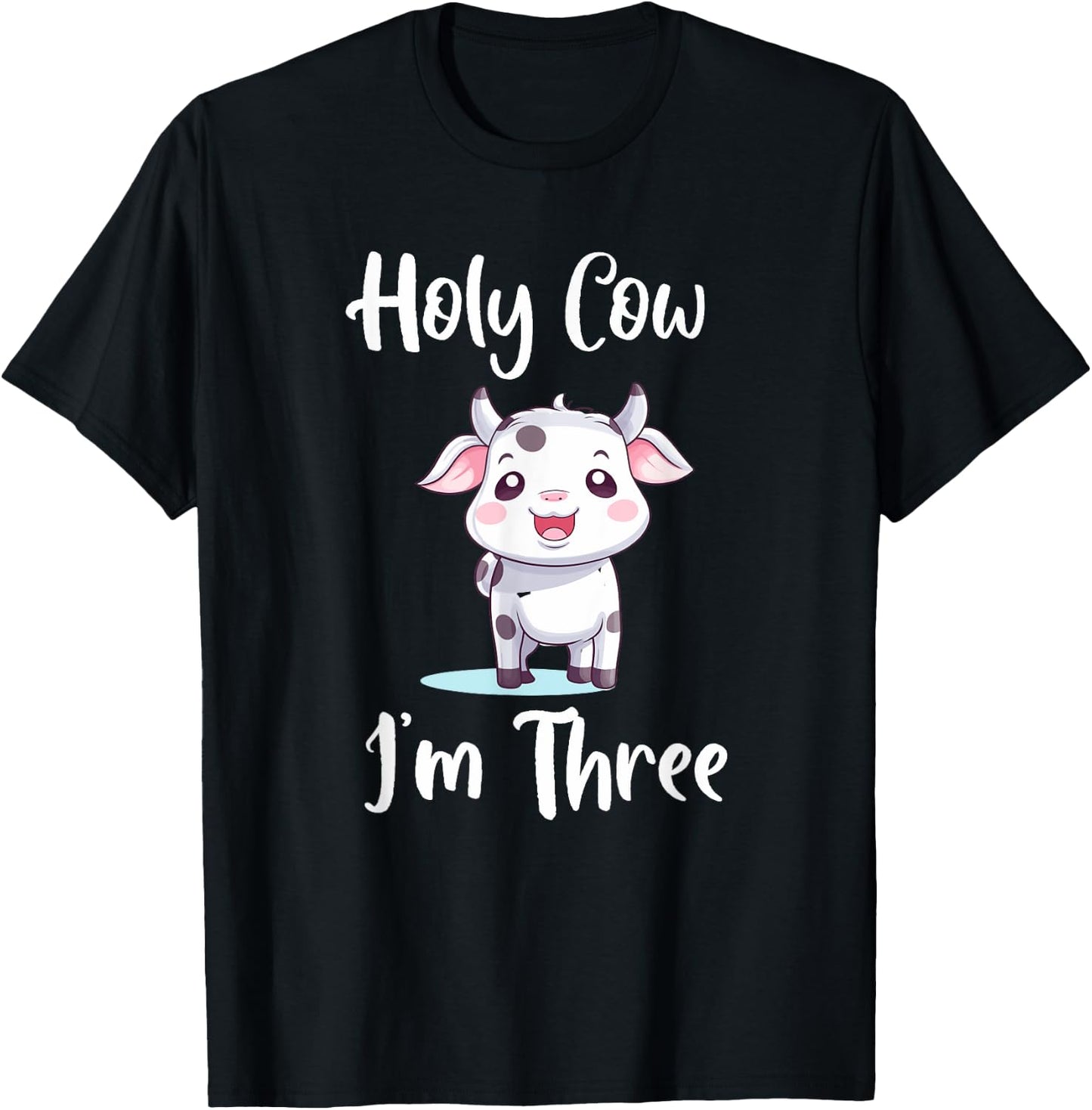 Holy Cow Im Three Kids Birthday T-Shirt - T-Shirt | Black