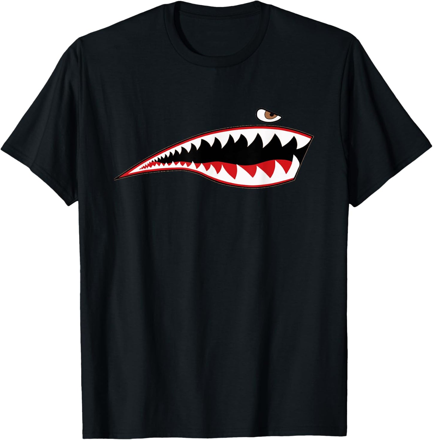 Shark Teeth P-40 Warhawk Nose Art WWII WW2 Airplane Vintage T-Shirt - T-Shirt | Black