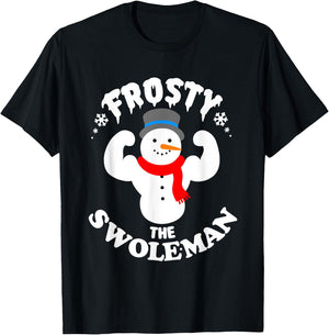 Frosty the Swoleman Funny Buff Swole Snowman Gym Muscle Man T-Shirt - T-Shirt | Black