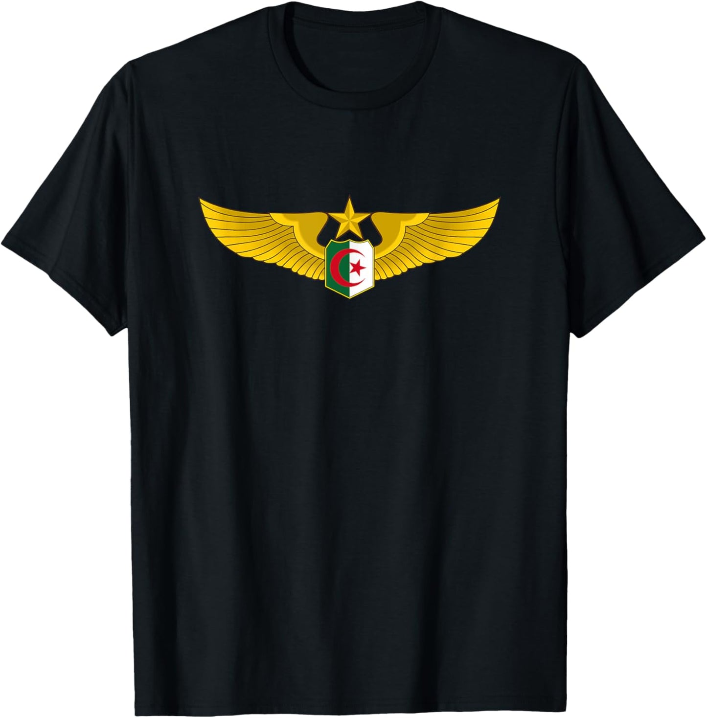 Large Flag Algeria Air Force , Black, S T-Shirt - T-Shirt | Black
