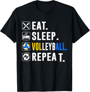 Eat Sleep Volleyball Repeat Funny Volleyball player T-Shirt - T-Shirt | Black