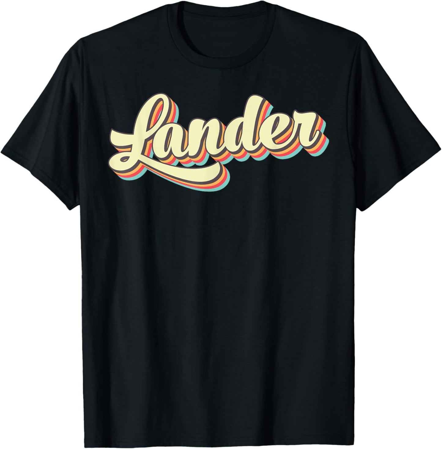 Lander Retro Art Baseball Font Vintage T-Shirt - T-Shirt | Black