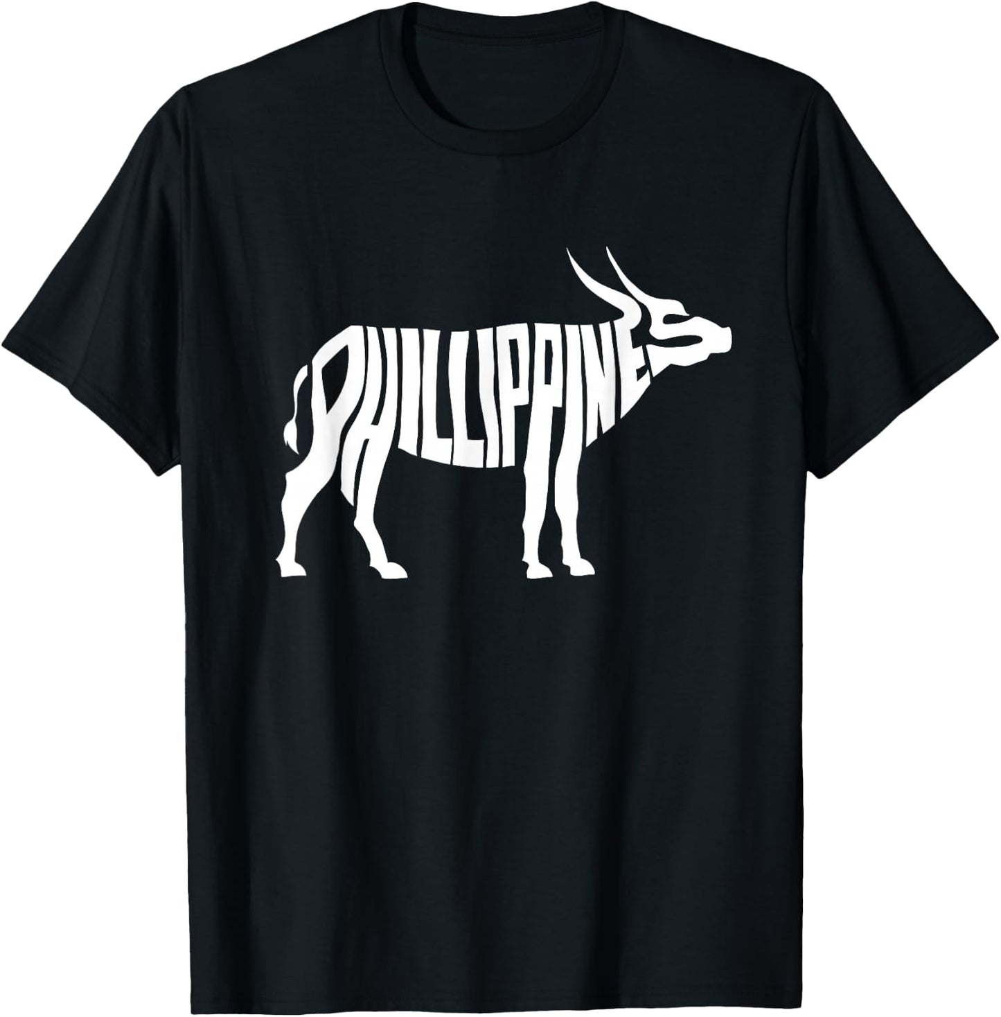Philippines Carabao Water Buffalo Word Art - Funny Animal T-Shirt - T-Shirt | Black