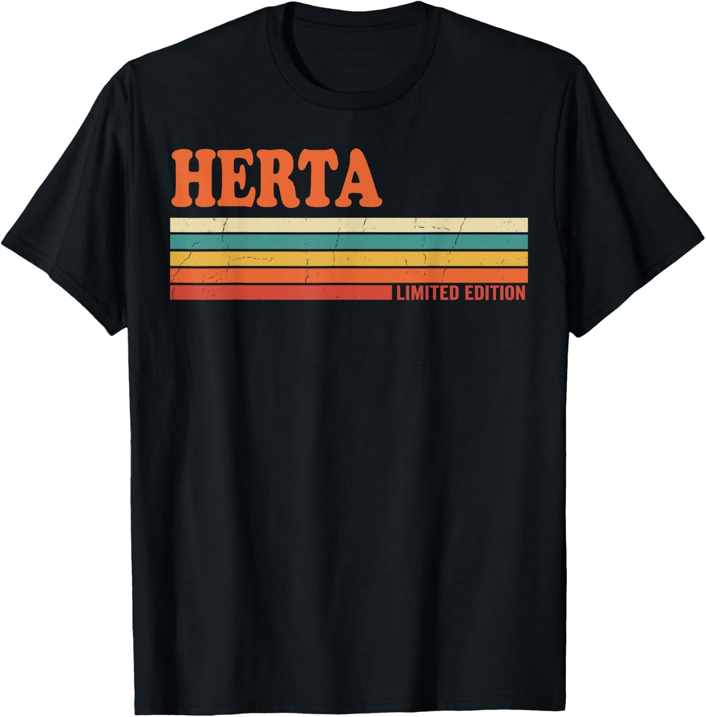 Herta Retro Personnalisé Prénom Vintage Rayures T-Shirt - T-Shirt | Black