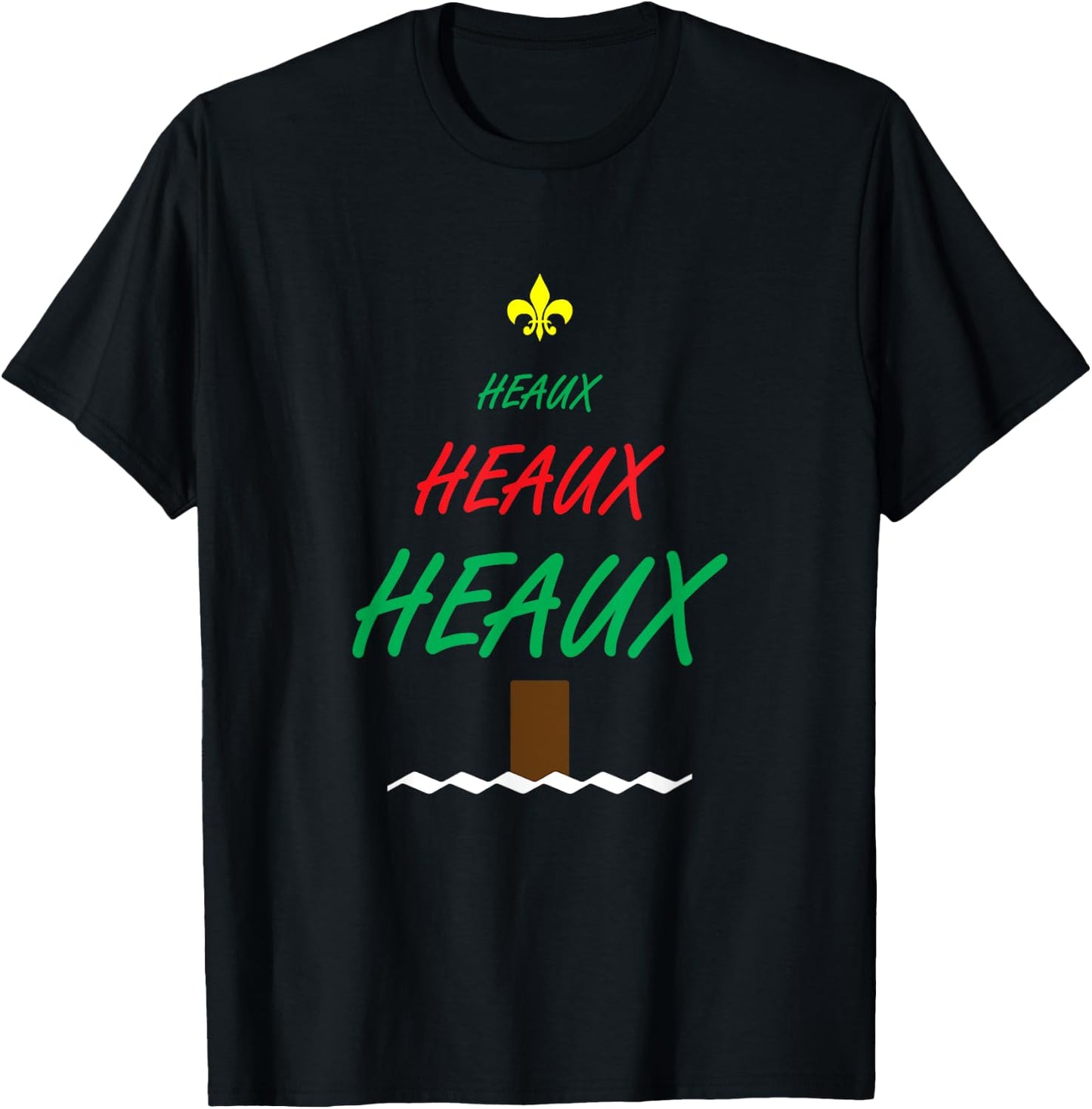 Heaux Heaux Heaux Louisiana Style Christmas Tree T-Shirt - T-Shirt | Black