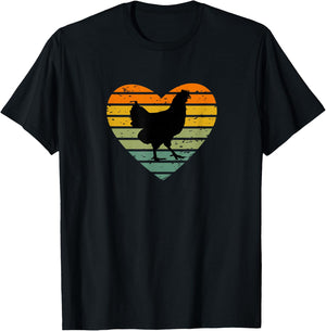 Ich Liebe Hühner Retro Herz Hühnerfan Bauernhof Henne Huhn T-Shirt - T-Shirt | Black