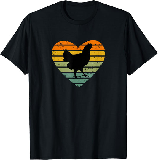 Ich Liebe Hühner Retro Herz Hühnerfan Bauernhof Henne Huhn T-Shirt - T-Shirt | Black