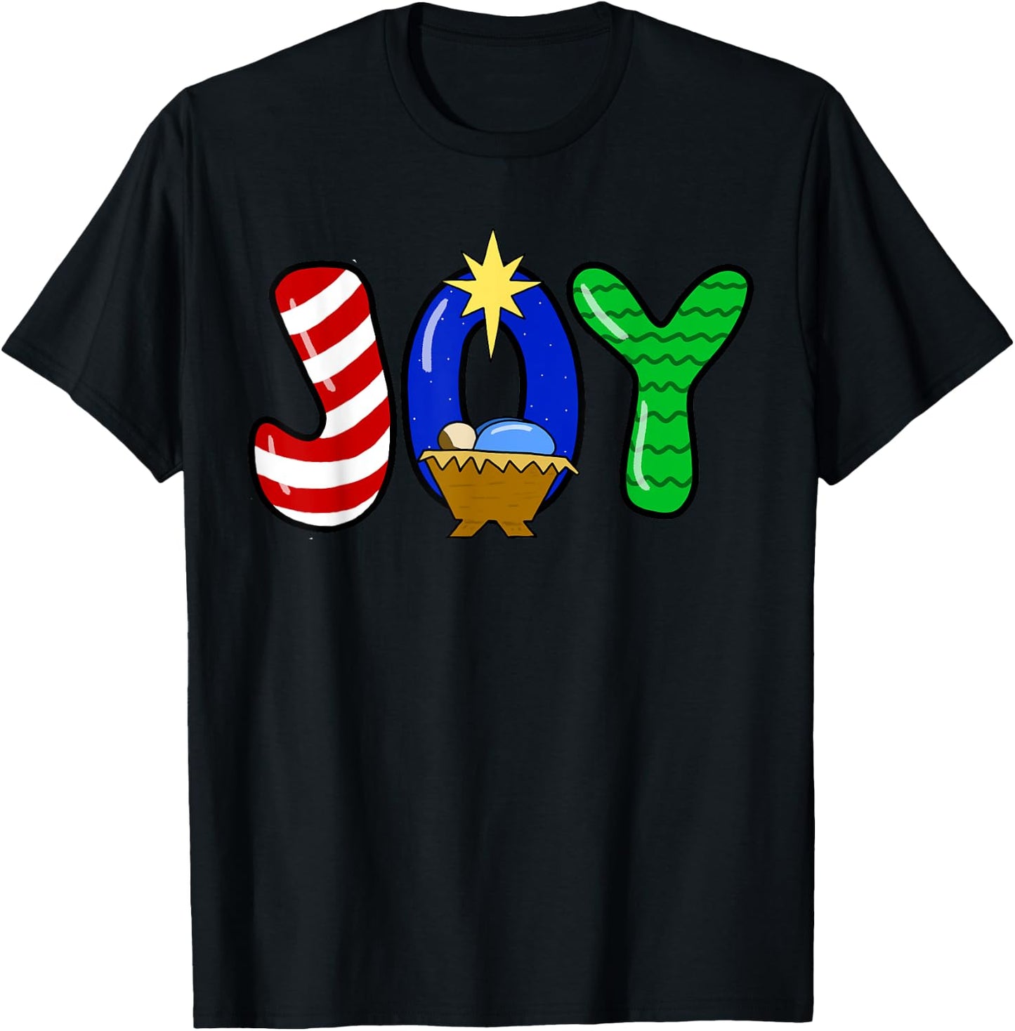 Choose Joy Christmas Manger Baby Jesus Nativity Joy Pajamas T-Shirt - T-Shirt | Black