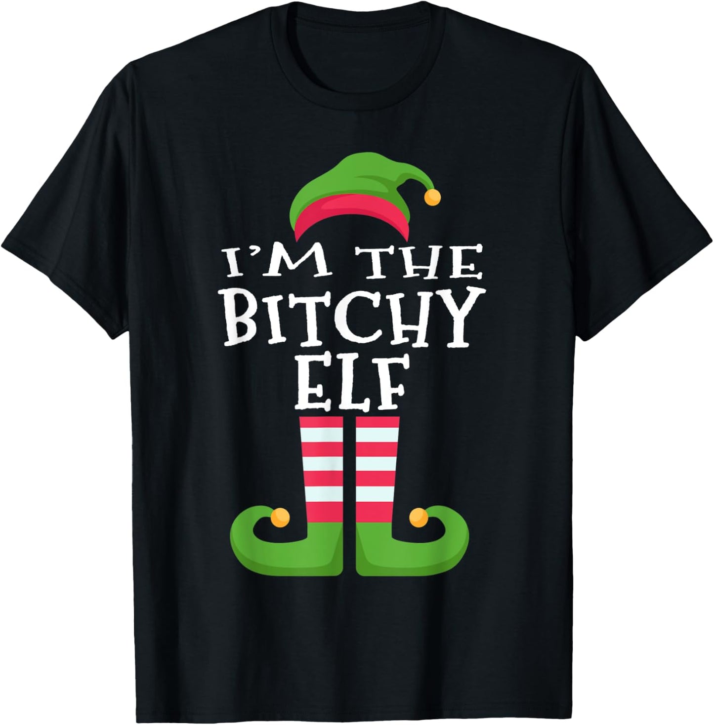 I'm The Bitchy Elf Family Matching Christmas Pajama T-Shirt - T-Shirt | Black