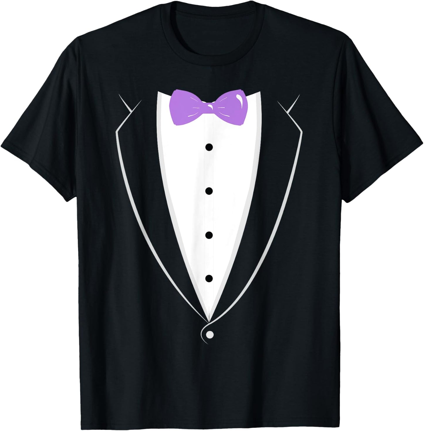 Black and White Tuxedo with Lavender Bow tie Novelty T Shirt T-Shirt - T-Shirt | Black