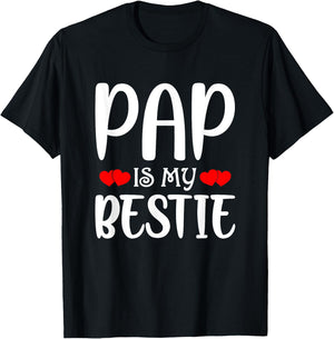Pap Is My Bestie Toddler Design from Grandma Grandpa T-Shirt - T-Shirt | Black