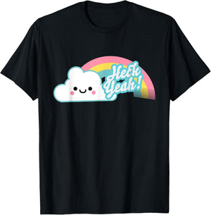 Heck Yeah! Cute Kawaii Rainbow T-Shirt - T-Shirt | Black