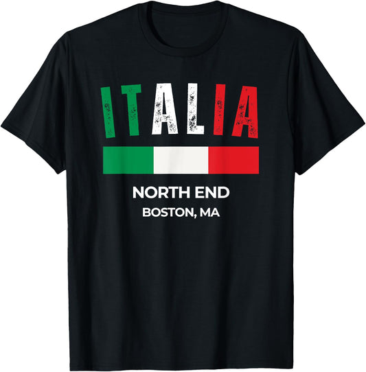 Italy Flag North End Boston MA T-Shirt - T-Shirt | Black