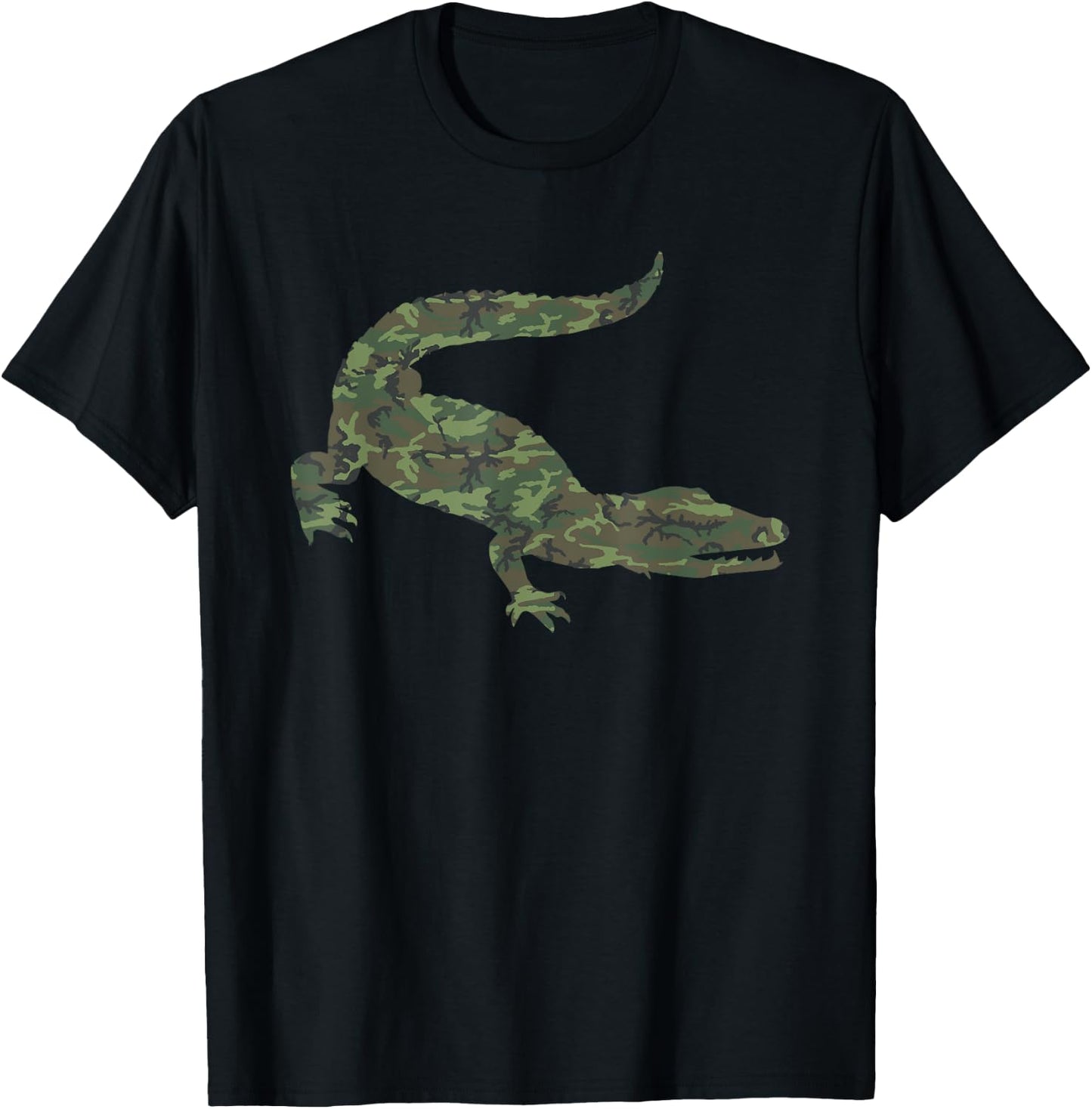 Military Alligator Camo Print US Crocodile Veteran Men Gift T-Shirt - T-Shirt | Black