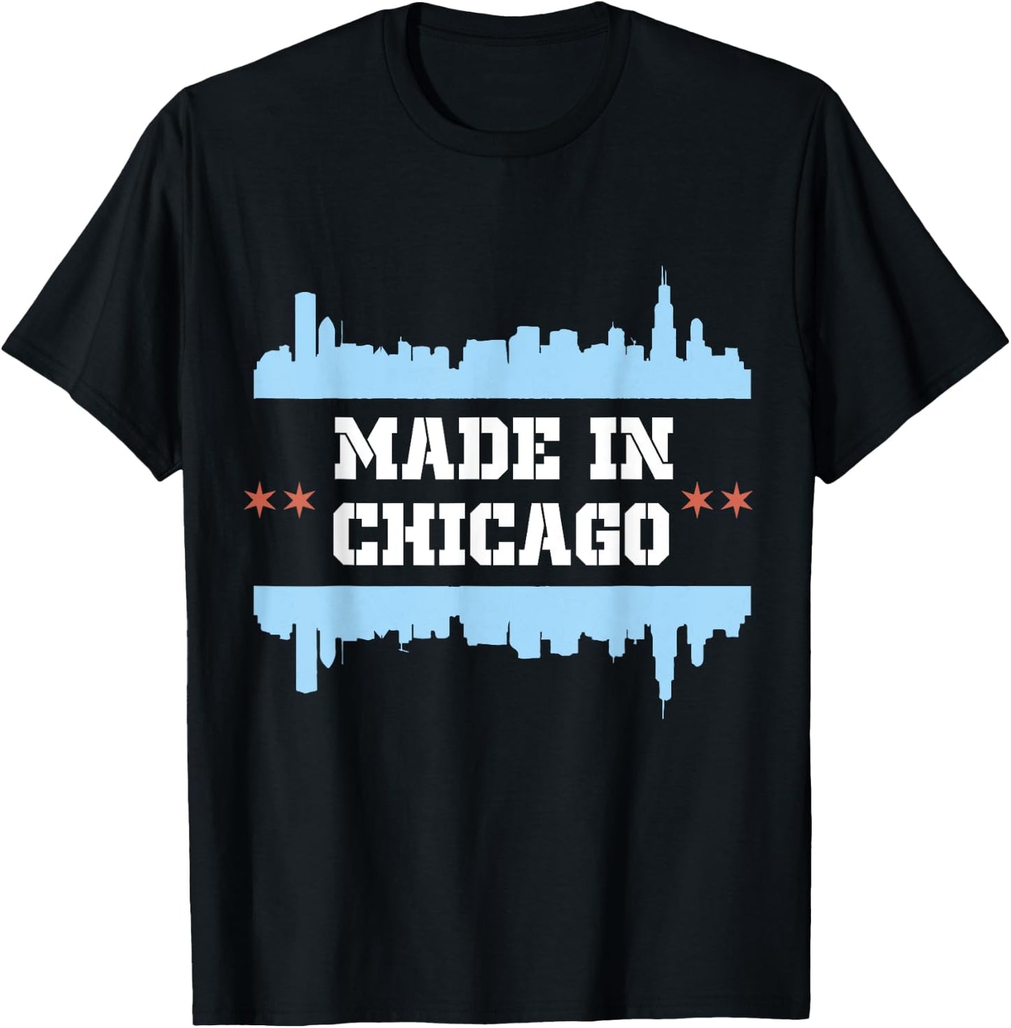 Made in Chicago Illinois Born Bred Chicago Skyline T-Shirt - T-Shirt | Black